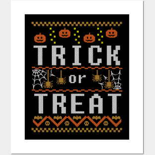 Trick or Treat Happy Halloween Pumpkin Face Skull Witch Bat Spooky Posters and Art